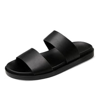 Men's Genuine Leather Slip-On Sandals for Casual Wear