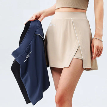 Aiithuug Side Split Golf Skirt with Build-in Shorts Tennis Skirt Short Running Workout Gym Pants Wide Waistband Tummy Control