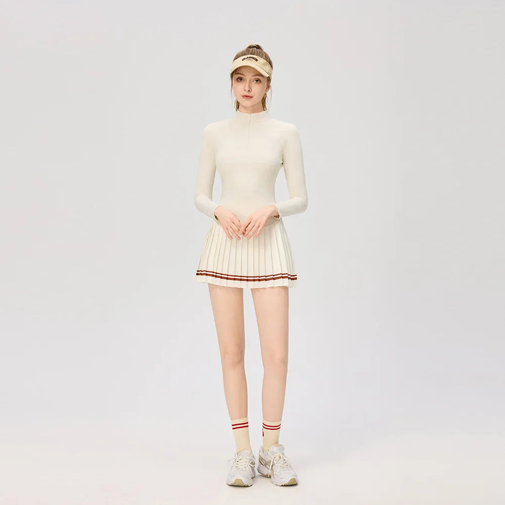 Women's Long Sleeve Athletic Shirts with Zipper Collar