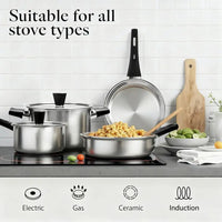 Steel Cookware Set, 14Piece Pots and Pans Set, Kitchen Cookware Set with StayCool Handle, NonToxic, Dishwasher Safe amp Compatib - Buy online at  Vibe In Cart.
