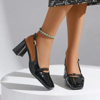 2026 New Spring Summer Thick High Heel Women Sandals Fashion Square Toe Singbacks Mules Shoes Ladies Elegant Dress Pumps - Buy online at  Vibe In Cart.