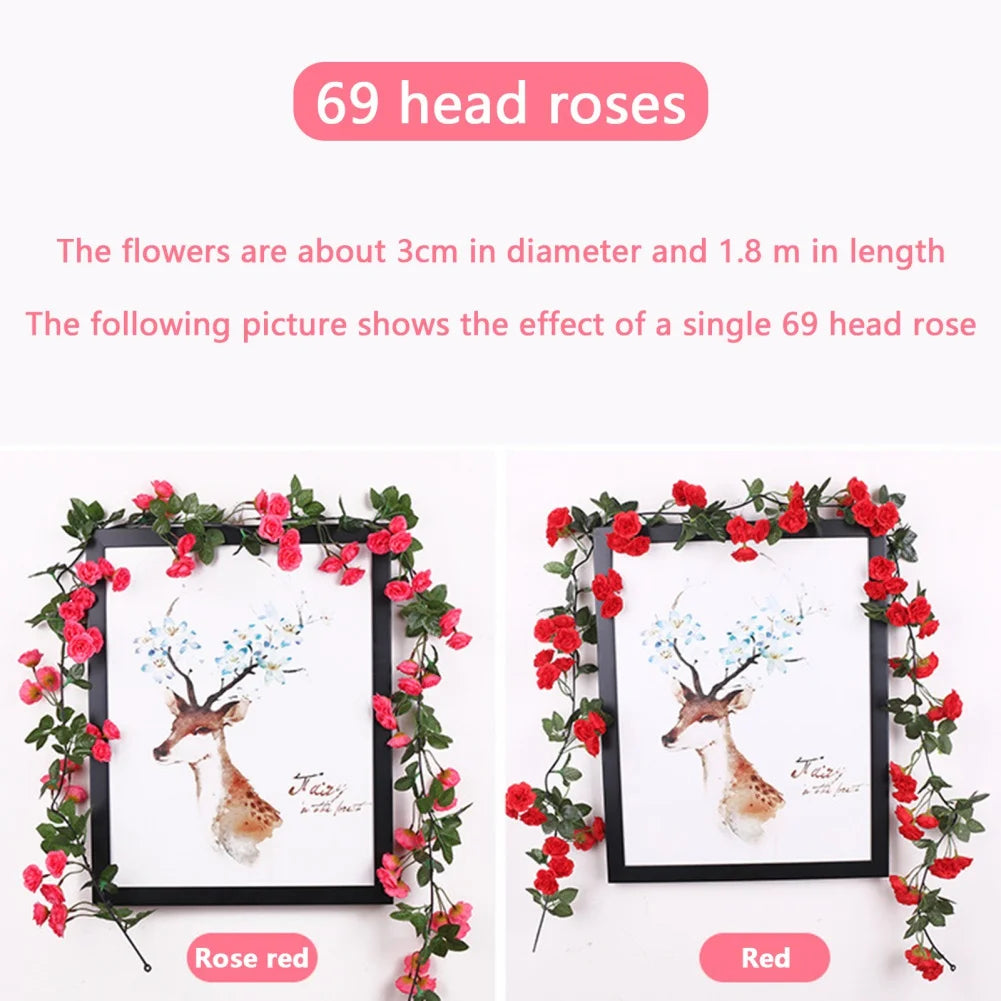 45/69pcs Artificial Rose Flowers Vine DIY Wedding Decoration Fake Silk Rose Flower Home Room Decor Wall Hanging Garland Plants - Buy online at  Vibe In Cart.
