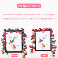 45/69pcs Artificial Rose Flowers Vine DIY Wedding Decoration Fake Silk Rose Flower Home Room Decor Wall Hanging Garland Plants - Buy online at  Vibe In Cart.