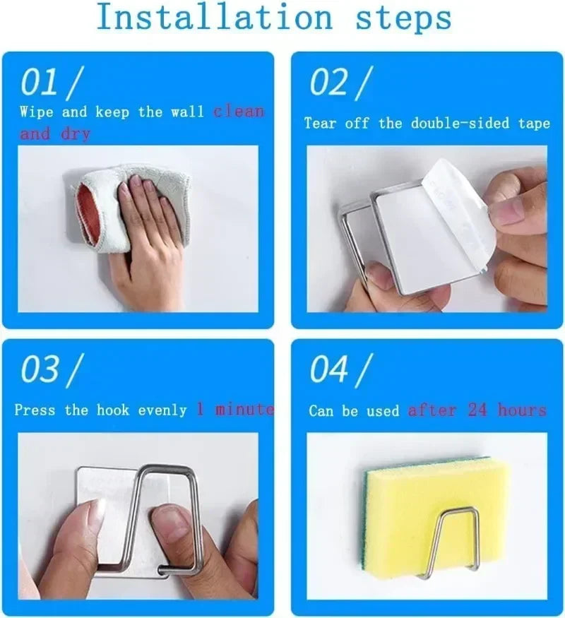4/1pcs Stainless Steel Sponge Holder Self Adhesive Sink Drain Drying Sponges Racks Shelf Kitchen Storage Wall Holders Organizer - Buy online at  Vibe In Cart.