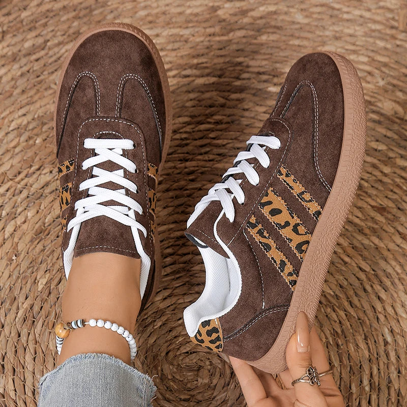 Vintage Leopard Striped Sneakers Women Four Season Lightweight Breathable Sports Shoes for Woman Lace Up Non Slip Casual Shoes - Buy online at  Vibe In Cart.