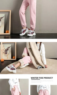 Women's Drawstring Thick Warm Polyester Winter Sports Pants