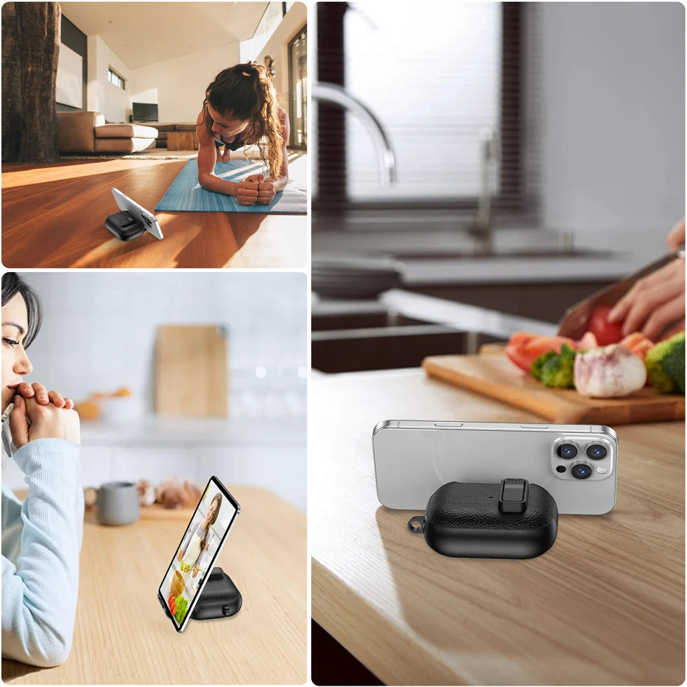 Earphone Protective Case with Leather Texture, Secure Lock, Stand and Wireless Charging Support