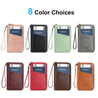 Multifunctional Travel Passport Wallet with RFID Protection in Microfiber Leather