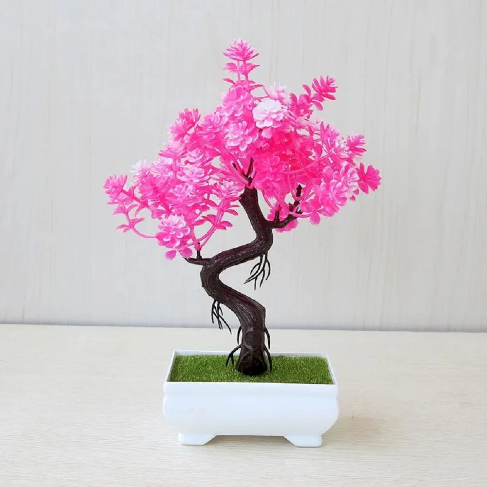 Artificial Plastic Potted Bonsai Tree for Desktop Decoration