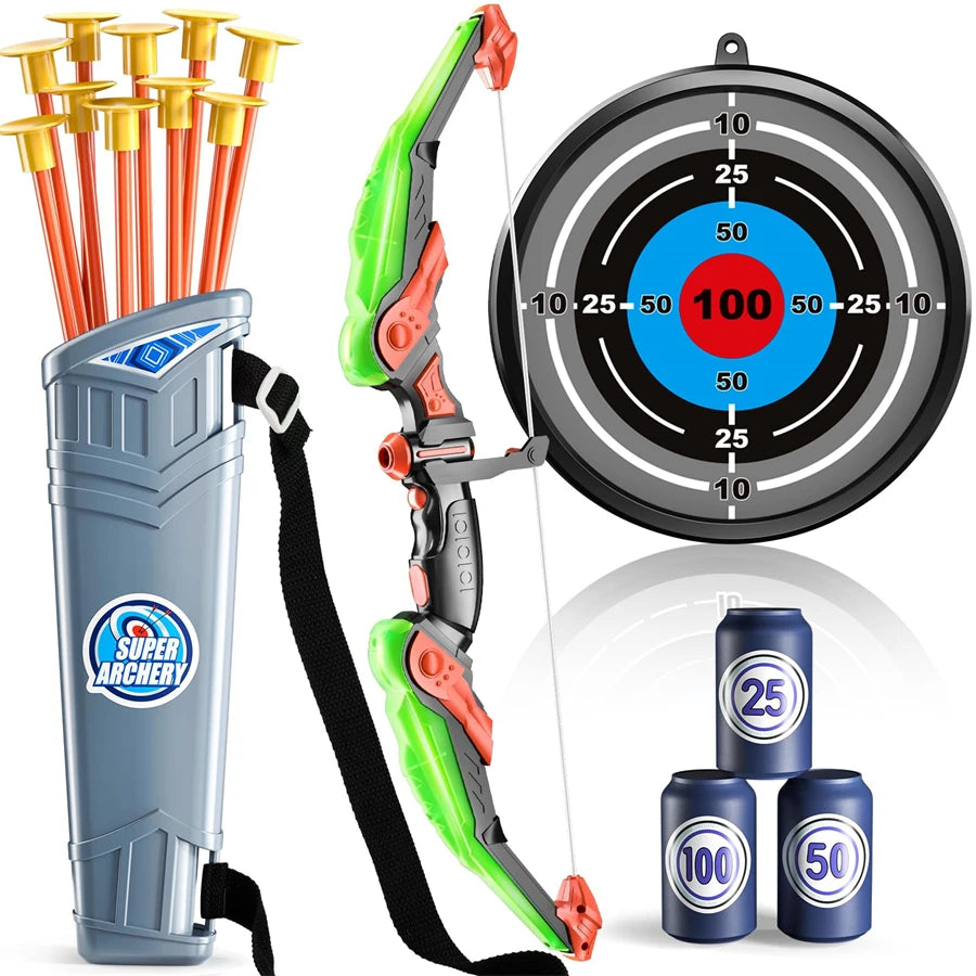 Kids Bow and Arrow Set, LED Light Up Archery Toys Set for Kids Ages 4-8 8-12, with 10 Suction Cup Arrows, Target & Quiver, Boys - Buy online at  Vibe In Cart.