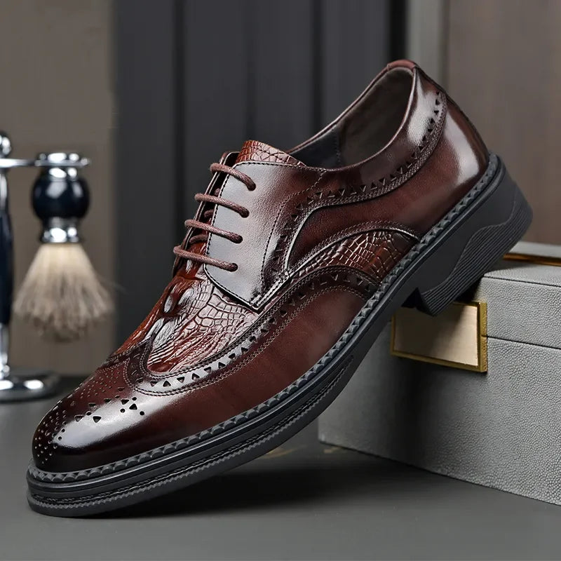 New for Men Genuine Leather Casual Shoes Retro Leisure Business Dress Shoes Street Fashion Brogue Shoes - Buy online at  Vibe In Cart.