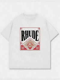man clothes Rhude Logo Inspired Black T-Shirt Casual Digital Print Pure Heavy Cotton Unisex Breathable harajuku COTTON vintage - Buy online at  Vibe In Cart.