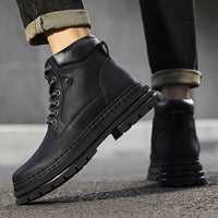 Leather Ankle Boots Stylish Walking Shoes Outdoor Men Casual Footwear Winter Plush Snow Boots New Trendl Mens High Top Shoes - Buy online at  Vibe In Cart.