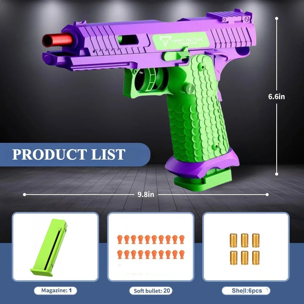 Plastic Toy Pistol Gun for Ages 14+ with Continuous Firing and Soft Bullets