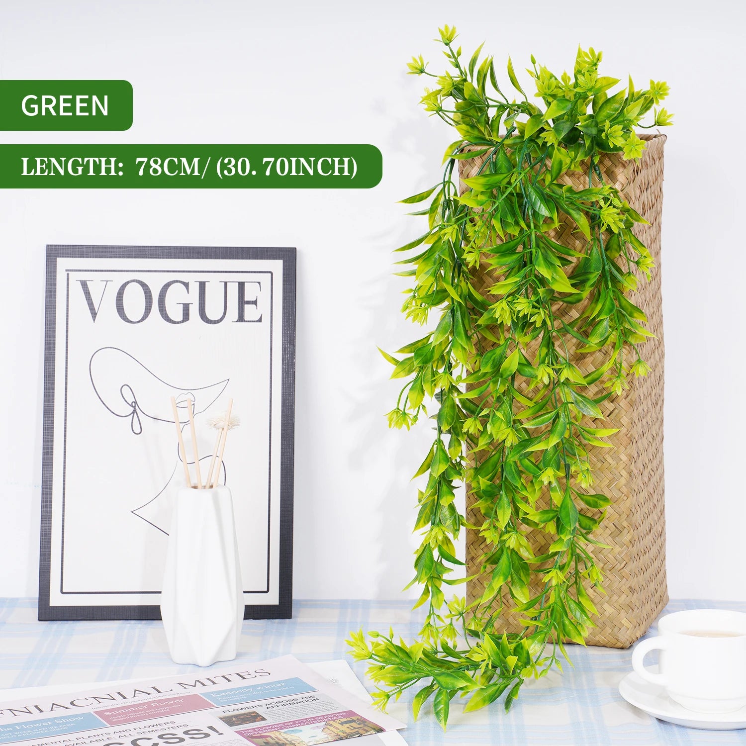 Artificial Plant Rattan Wall Hanging Vines Leaves Branches Plastic Fake Silk Leaf Green Plant Ivy Home Outdoor Garden Decor - Buy online at  Vibe In Cart.