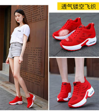 Women's Platform Mesh Lace-Up Sneakers Medium Heel
