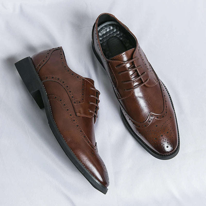 Men's leather shoes for business, retro, breathable, formal, wedding, leisure, business, and work - Buy online at  Vibe In Cart.