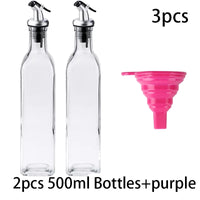 Glass Olive Oil Dispenser Bottle with Silicone Funnel for Kitchen