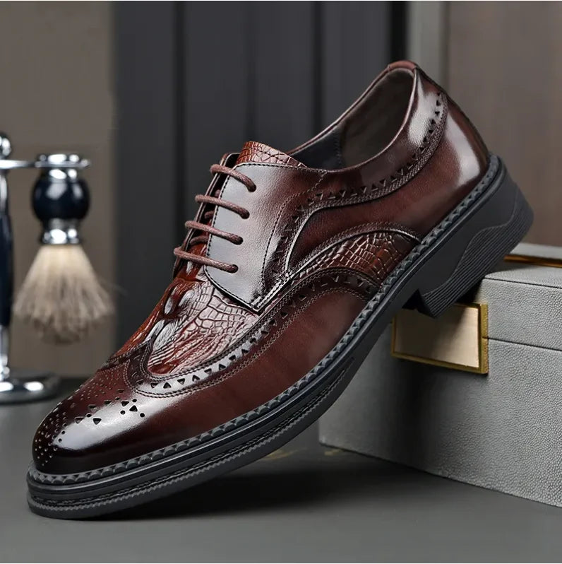 New for Men Genuine Leather Casual Shoes Retro Leisure Business Dress Shoes Street Fashion Brogue Shoes - Buy online at  Vibe In Cart.