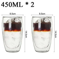 Double Wall High Borosilicate Glass Mug Heat Resistant Set of 2-6 Pieces