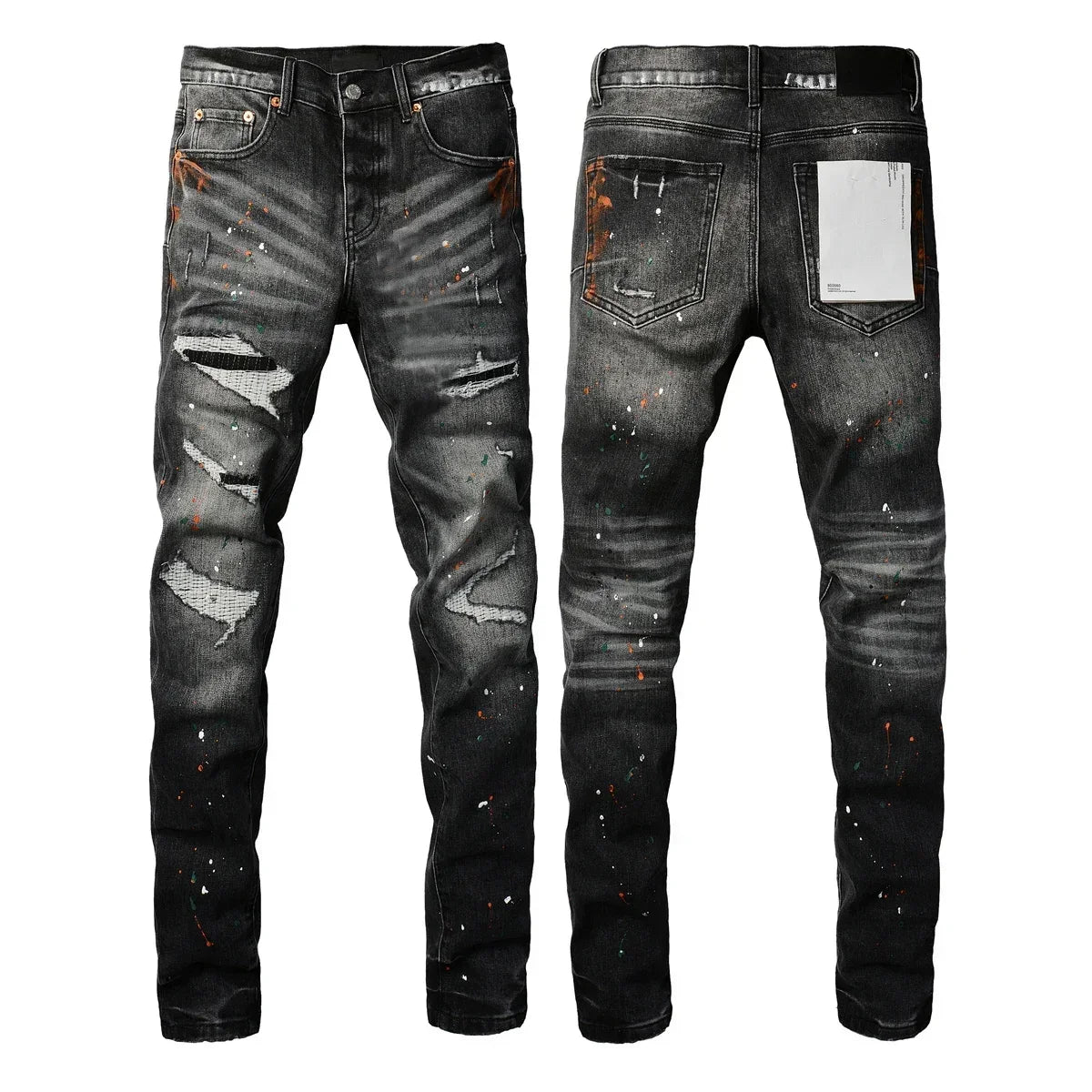 Men's High Purple USA Stretch Skinny Jeans Pants Color Distressed Black Streetwear Button Fly Ripped Jeans - Buy online at  Vibe In Cart.