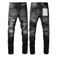Men's High Purple USA Stretch Skinny Jeans Pants Color Distressed Black Streetwear Button Fly Ripped Jeans - Buy online at  Vibe In Cart.