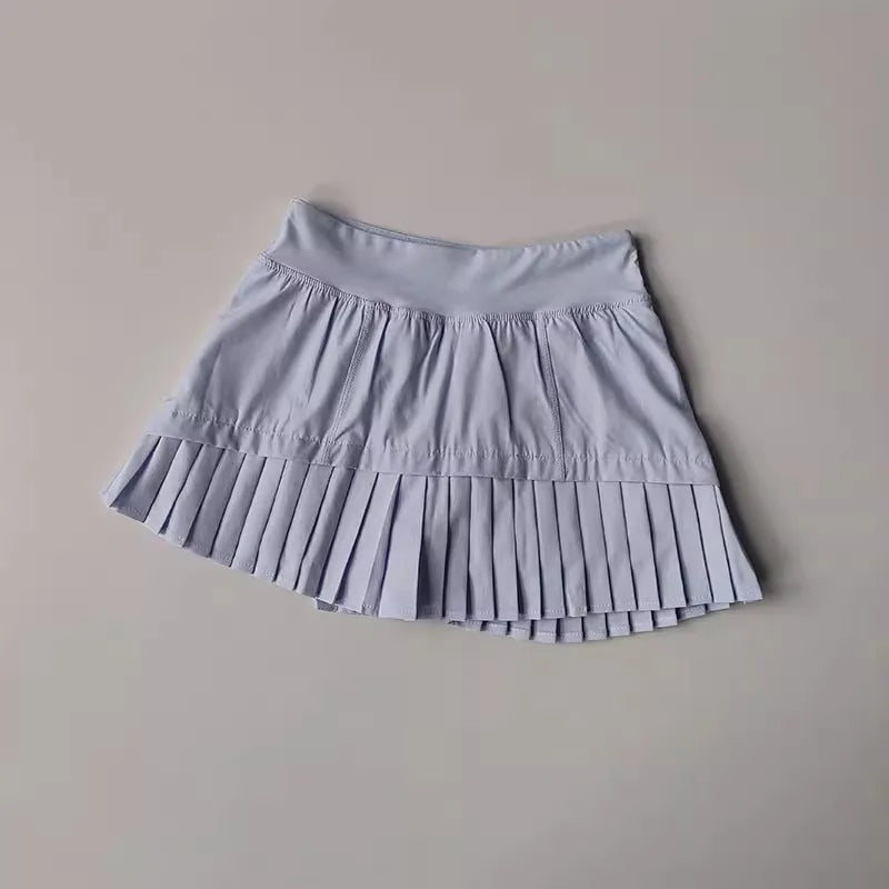High Waisted Sports Short Skirt Summer New Style Cool Anti Glare Including Lined Shorts Fitness Yoga Quick Drying Pleated Skirt - Buy online at  Vibe In Cart.