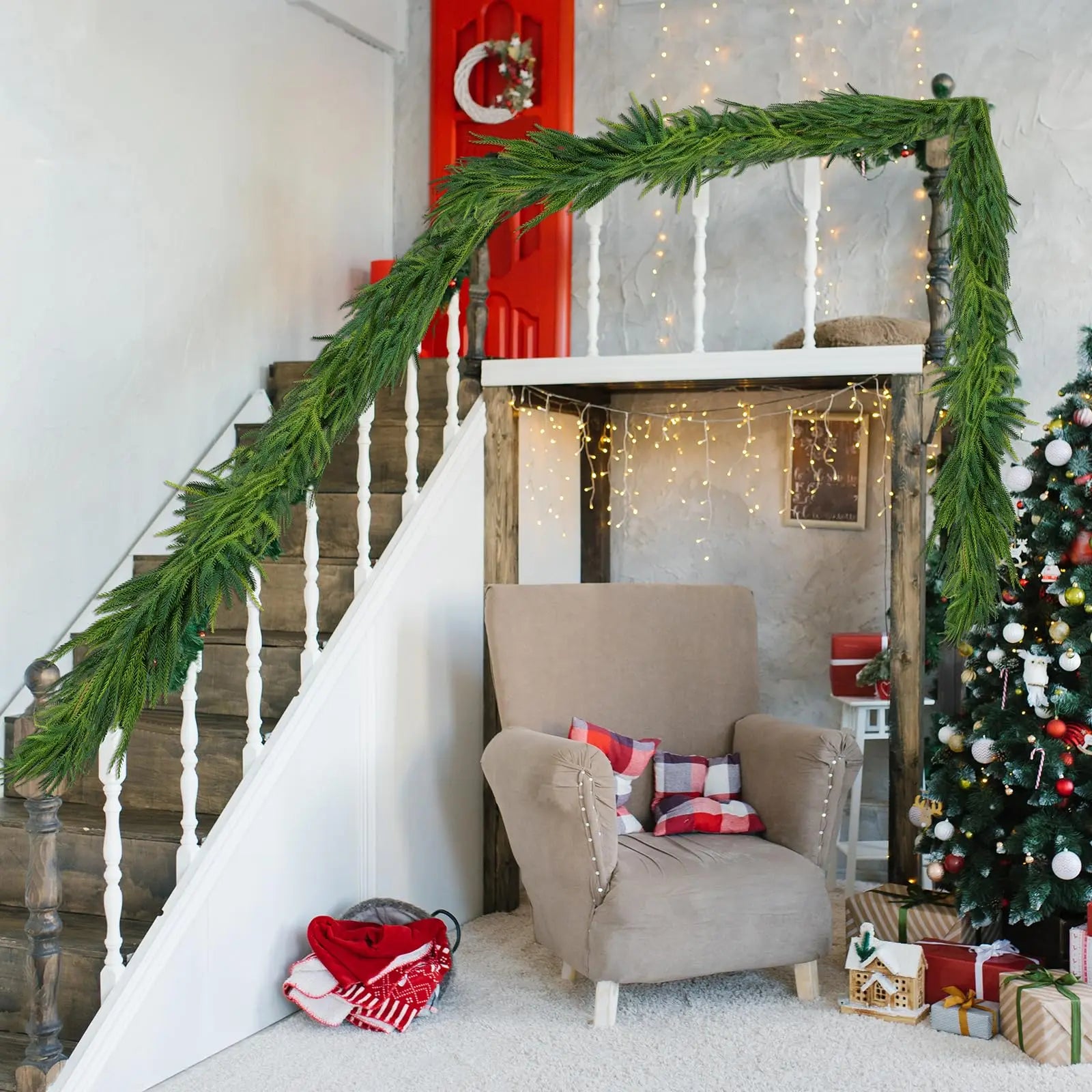 180cm Christmas Garlands Norfolk Pine Garland Artificial Plants Faux Greenery Vine for Home Table Xmas Party Festival Decoration - Buy online at  Vibe In Cart.