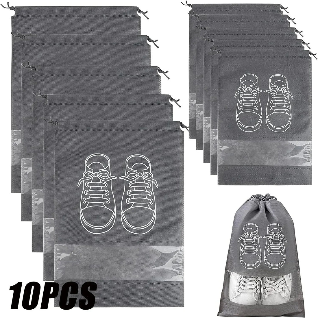 Large Non-Woven Fabric Shoes Storage Organizer Bags, 5 or 10 Pack