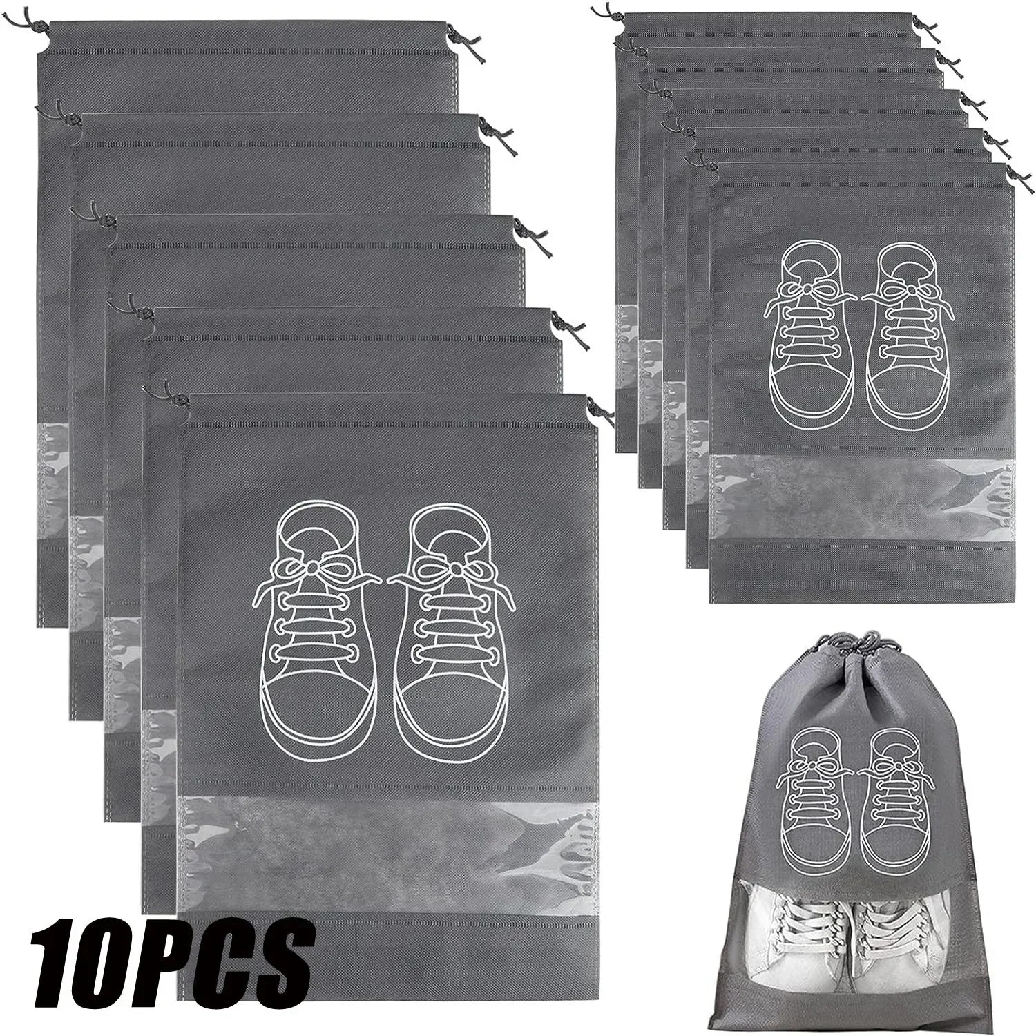 Large Non-Woven Fabric Shoes Storage Organizer Bags, 5 or 10 Pack