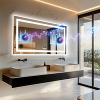 LUVODI Large Illuminated Bluetooth Bathroom Mirror Rectangle Anti-fog LED Bathroom Vanity Mirror with Bluetooth Speaker 3 Color - Buy online at  Vibe In Cart.