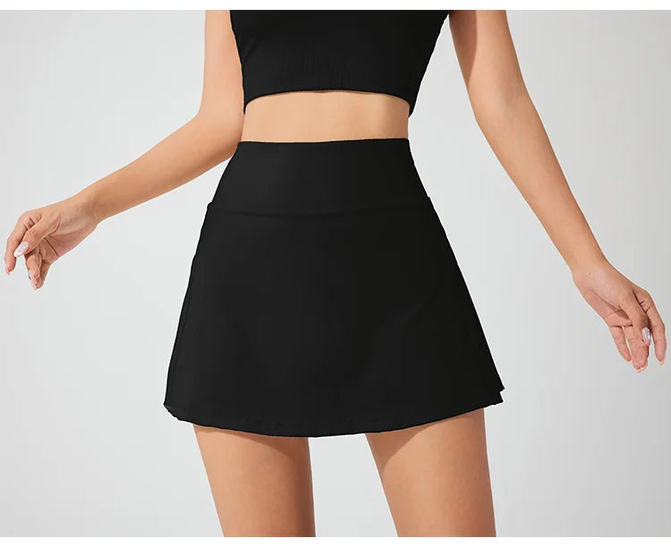 Athleisure Sports Running Gym Short short Breathable Elastic Solid 2 in 1 White Women's Skirt Tennis Dress with Side Pocket - Buy online at  Vibe In Cart.