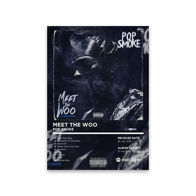 Unframed Retro Rapper Album Cover Canvas Wall Art Print