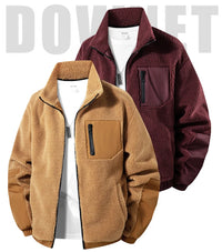 Men's European Size Sherpa Lined Stand Collar Winter Jacket with Thickened Fleece for Outdoor Casual Wear  Street Style Fashion - Buy online at  Vibe In Cart.