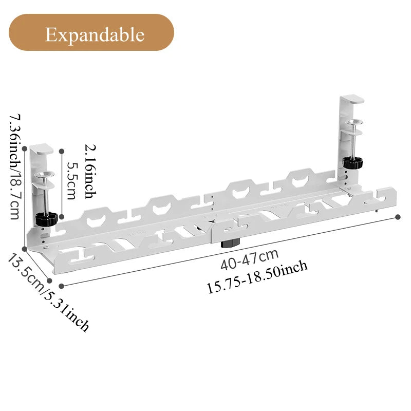 Telescopic Under Desk Metal Cable Management Tray for Home Office