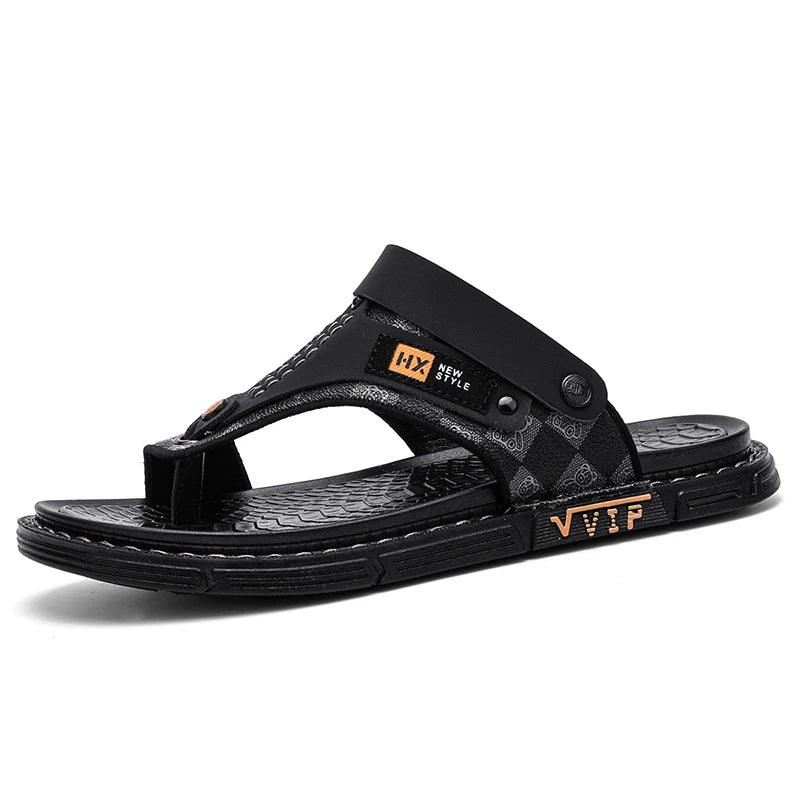 Men's Casual Flip-Flop Sandals with Microfiber Upper and PVC Outsole