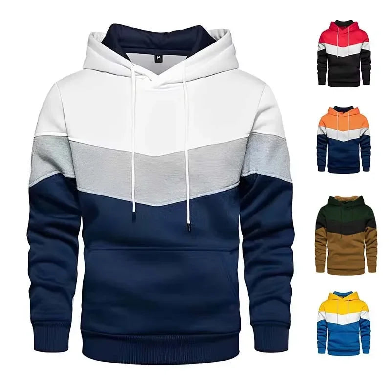 2025 New Men's Patchwork Hoodie Outdoor Casual Sportswear Street Fashion Men's Fleece Thermal Hooded Sweatshirt Fall Winter Coat - Buy online at  Vibe In Cart.