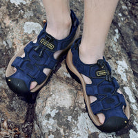 Men's Genuine Leather Sandals Casual Outdoor Beach Roman Style Sizes 38-48