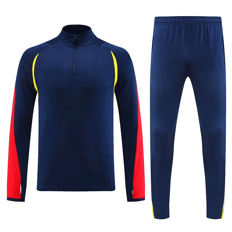 Long Sleeve Polyester Football Tracksuit Set for Men with Jacket and Pants