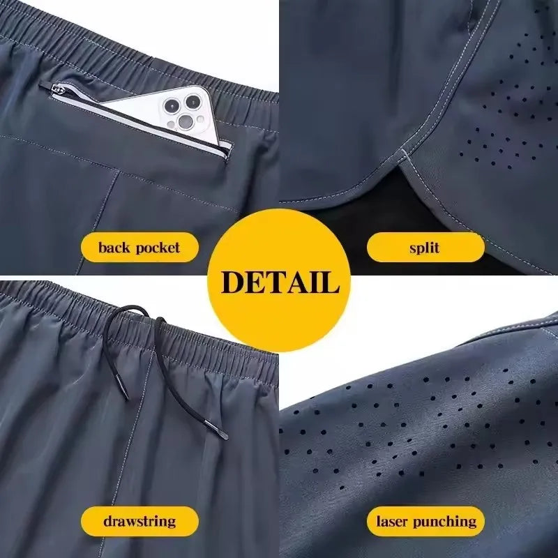 Summer men's reflective running shorts Fitness quick drying double-layer shorts Men's exercise training bodybuilding shorts - Buy online at  Vibe In Cart.