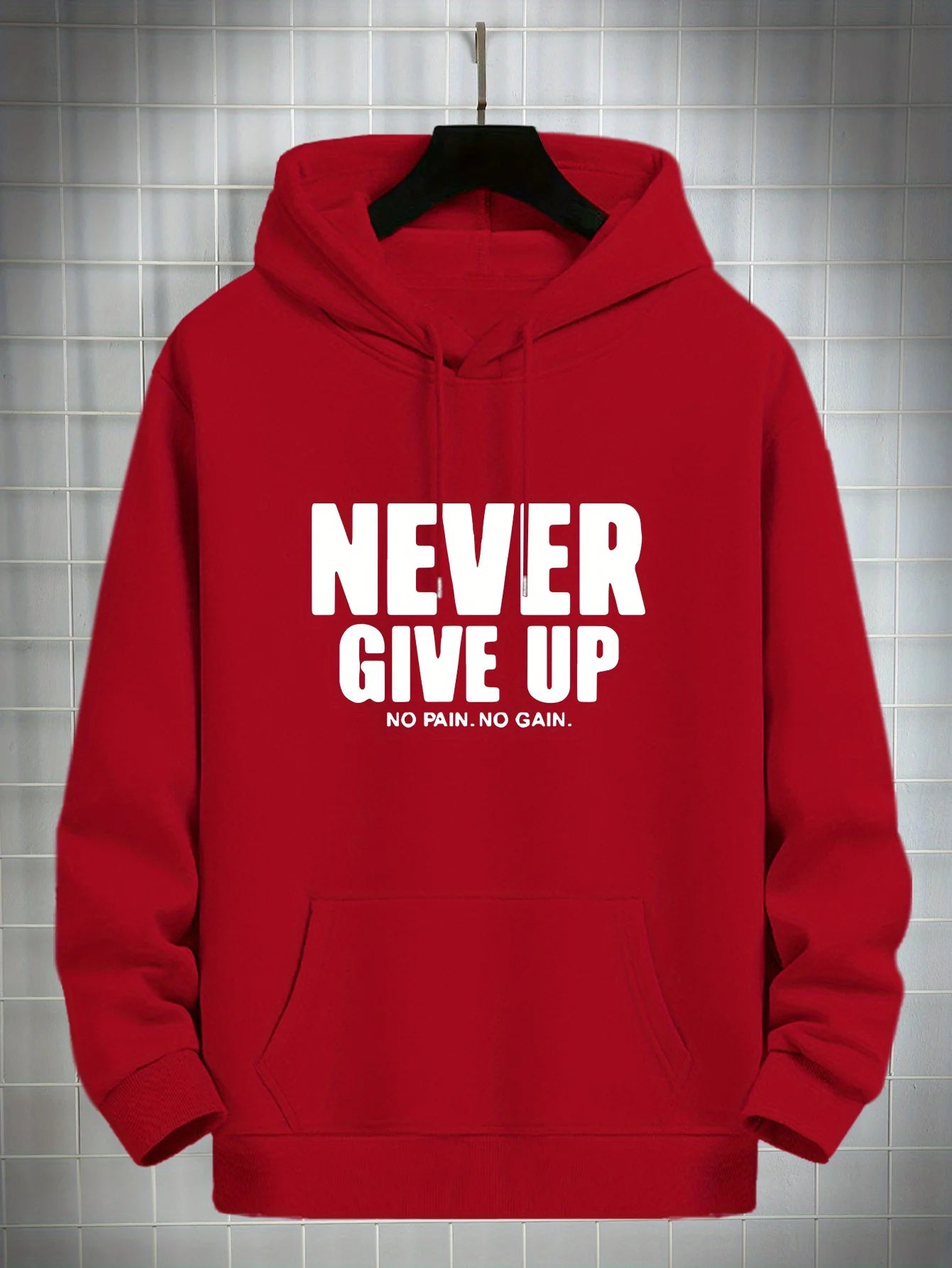 Men'S Hoodie Never Give Up Print Casual Fleece-Lined Pullover Kangaroo Pocket Stylish Streetwear Fall Casual Wear Hoodie - Buy online at  Vibe In Cart.