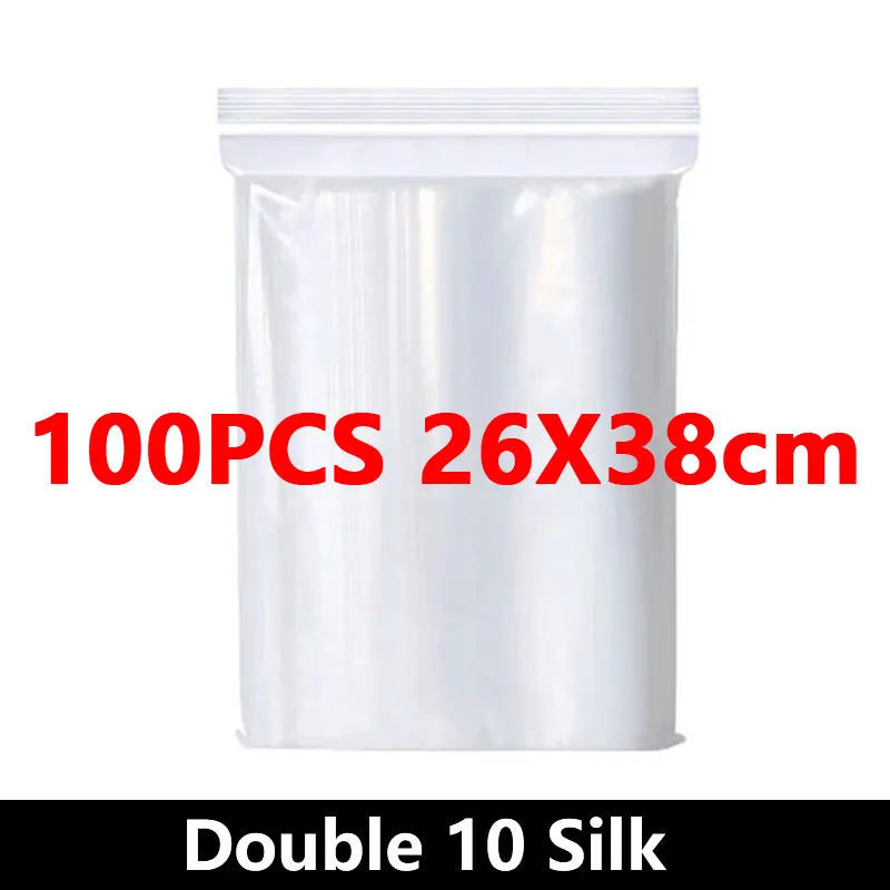 100 Piece Clear Plastic Zipper Storage Bags for Jewelry and Food