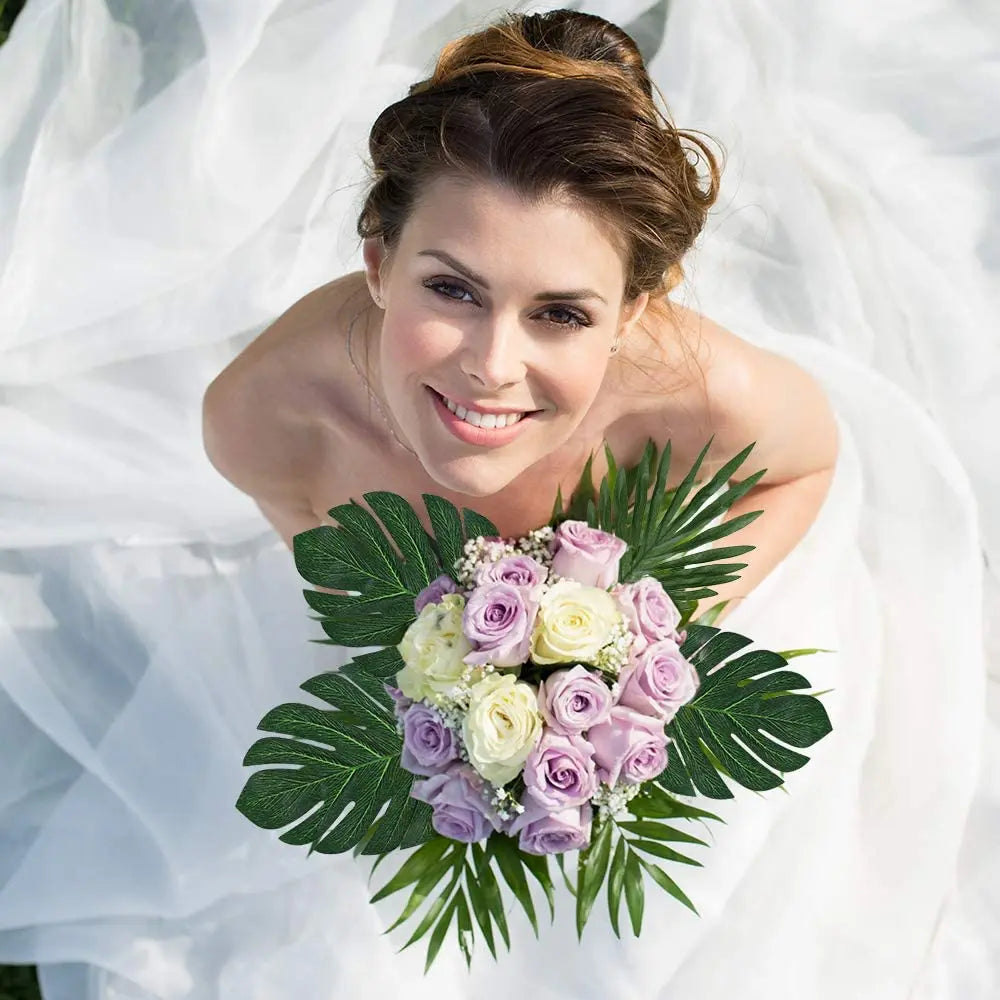 Artificial Tropical Palm Leaves Hawaiian Luau Jungle Party Golden Stems Leaf Decoration Table Wedding Birthday Decor Fake Plants - Buy online at  Vibe In Cart.