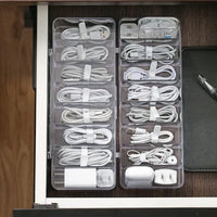 Transparent Plastic Storage Box for Data Cables with Divided Grids