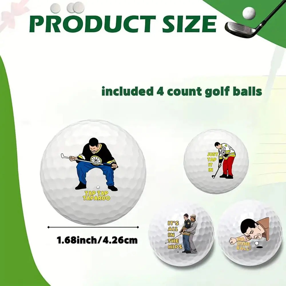 Pack of 4 Standard Size Novelty Golf Balls Gift Set for Golf Enthusiasts