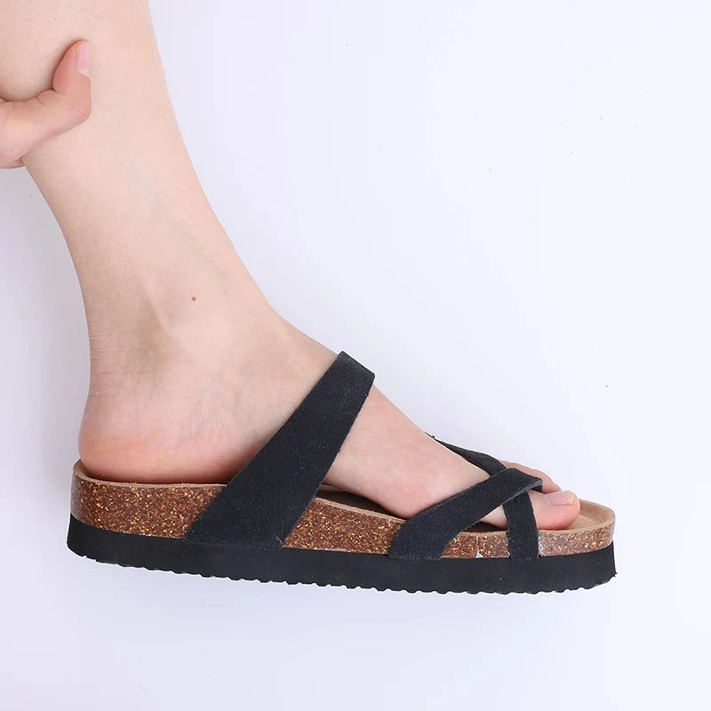 Comwarm Men's Cork Footbed Slides Sandals Arch Support Summer Outdoor Sandals with Adjustable Buckle Leisure Men Leather Slides - Buy online at  Vibe In Cart.