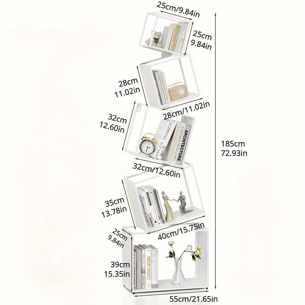 Modern 5-Tier Bookshelf White Metal Bookshelf 73 Inch High Book Rack Home Office Storage Organizer for Books & Supplies - Buy online at  Vibe In Cart.