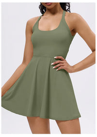 Tennis Dress with Shorts Badminton Clothing 2025 Golf Wear Dress with Shorts Underneath Workout Outfit 1pc Padded  Sport Dress