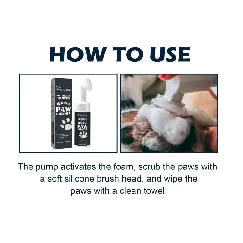 Dog Paw Washing Foam Pet Foot Cleaning Foam Rinse-free Paw Cleaner No Washing Claw Care Supplies For Cat With Silicone Brush - Buy online at  Vibe In Cart.