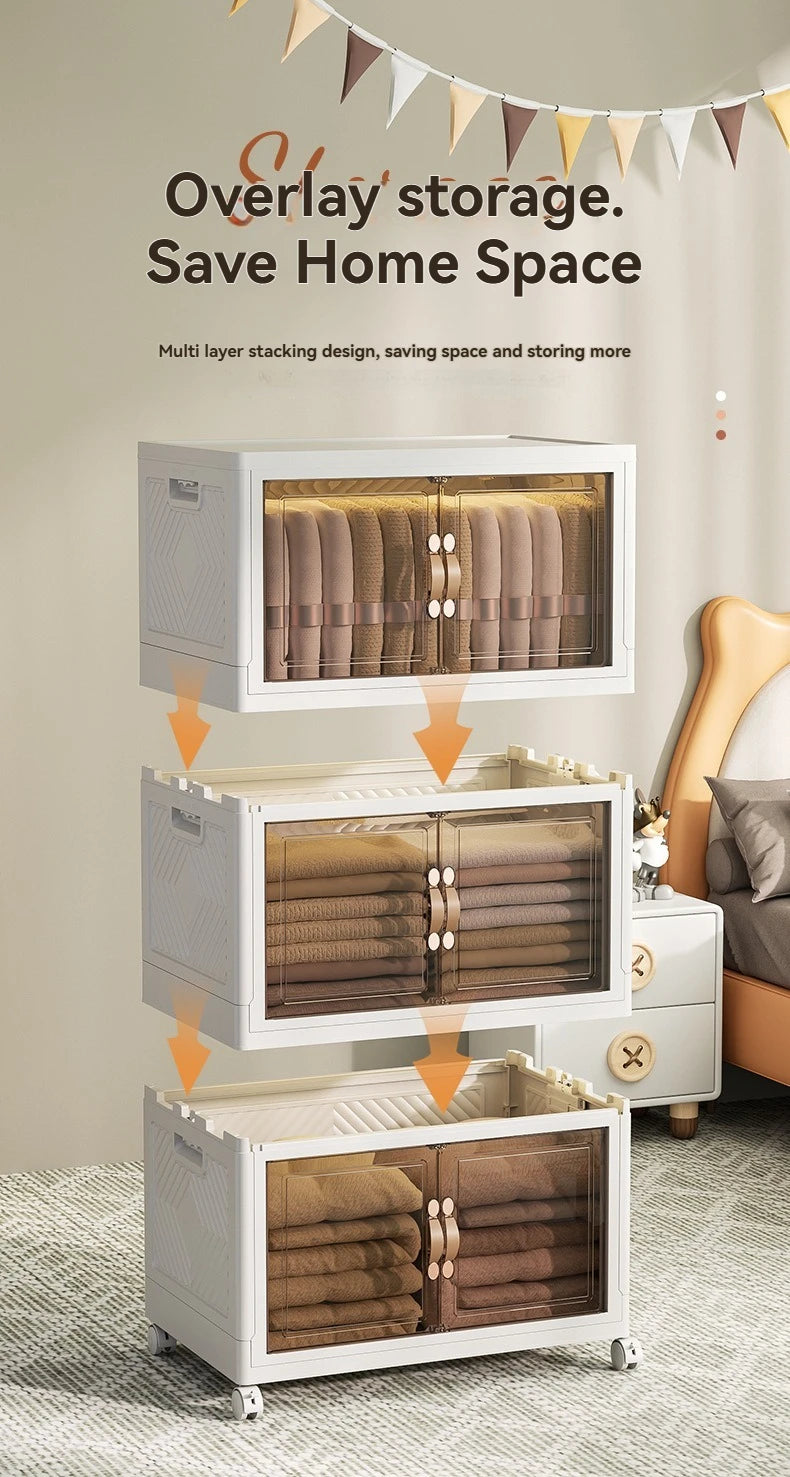 Folding storage cabinet, multi-layer large capacity, simple and modern transparent storage cabinet, clothes and toys storage - Buy online at  Vibe In Cart.